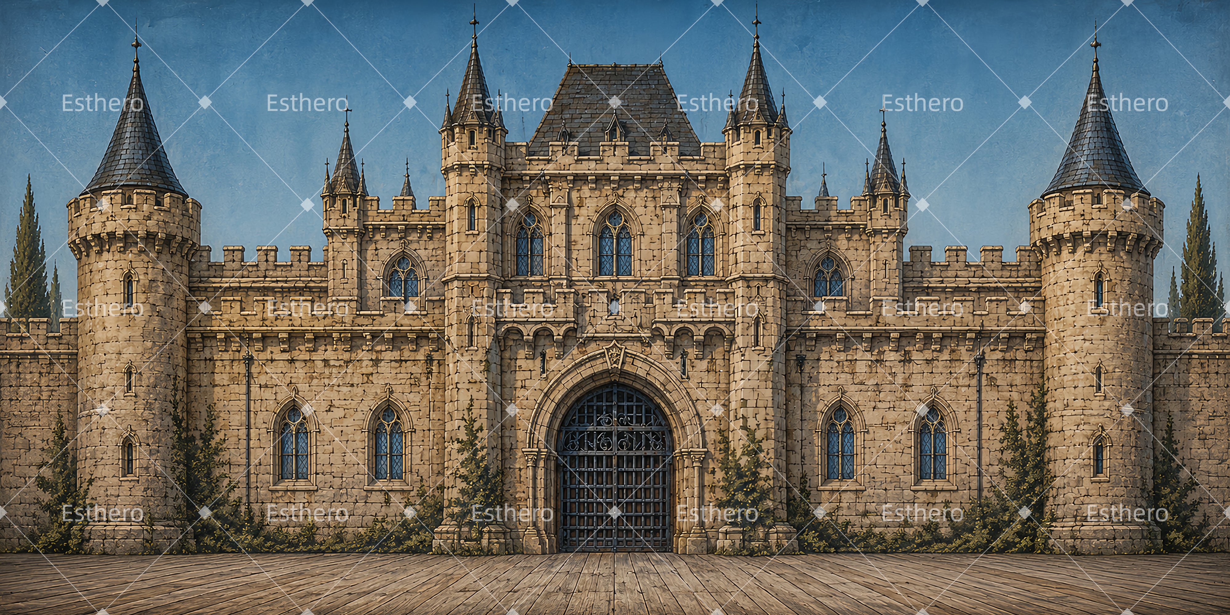 Décor Théâtral Grande Porte du Château Royal LXX66-T6