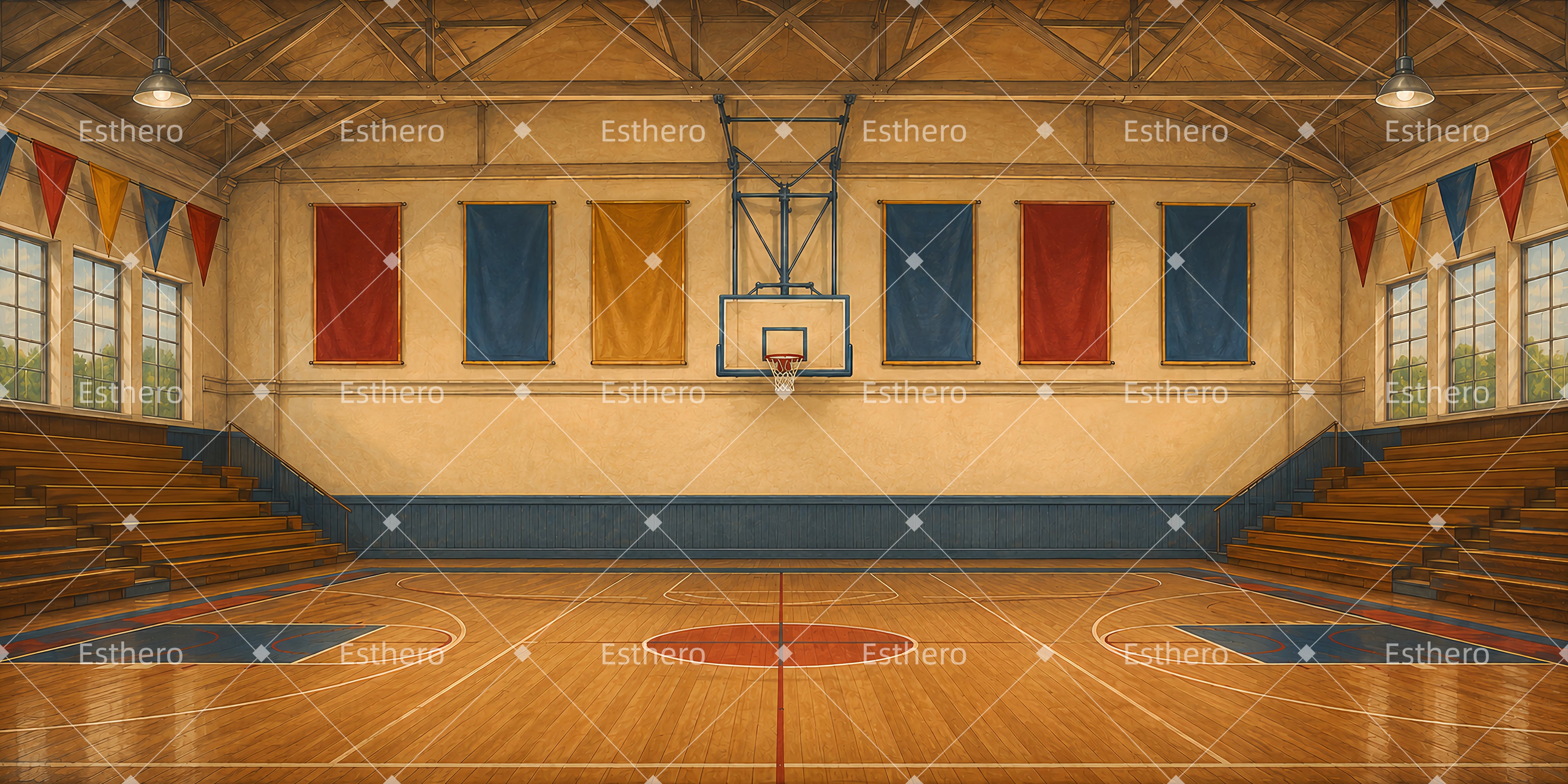 Décor de Théâtre Gymnase de Lycée pour Spectacle Scolaire LXX66-T90