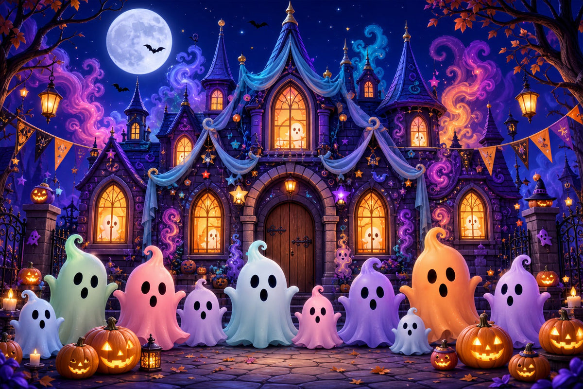 Décor De Scène D'Halloween Château Fantôme Pastel Décor De Fête Pour Halloween LXX67-103