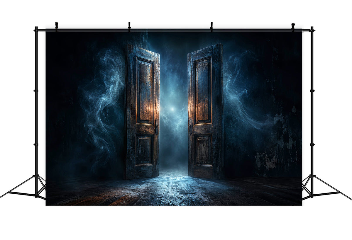 Décors Photo Effrayants Pour Halloween Porte Hantée Ouverte Et Brumeuse Décor Joyeux Halloween LXX67-104