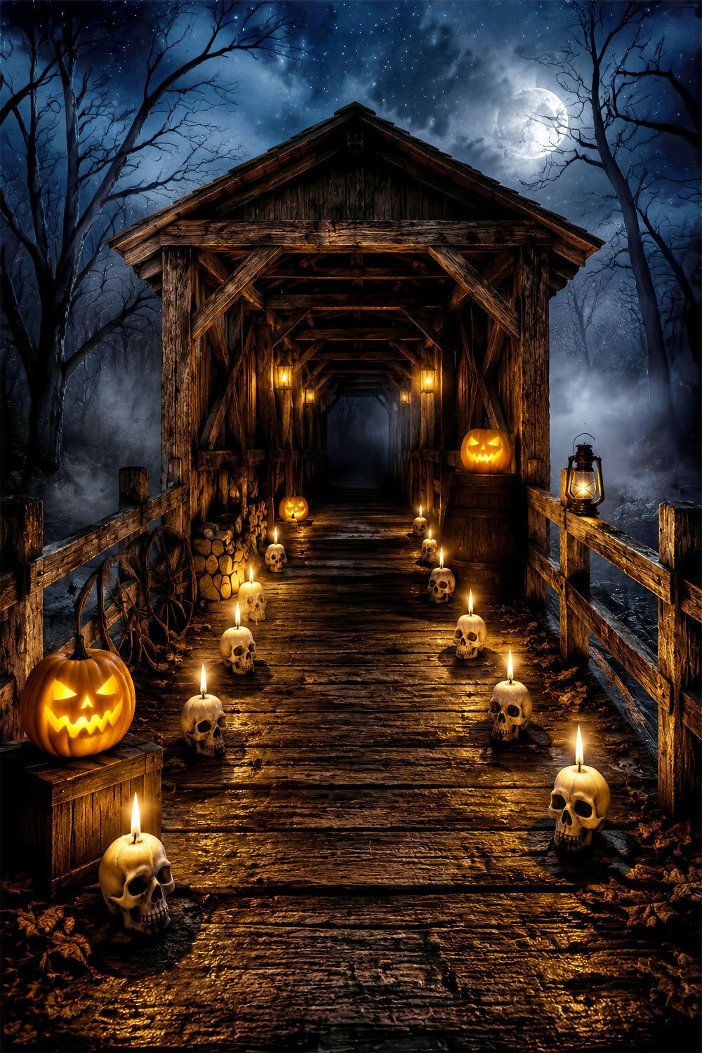 Décor Extérieur D'Halloween Crâne Bougie Pont Couvert Décorations Pour Photos D'Halloween LXX67-11