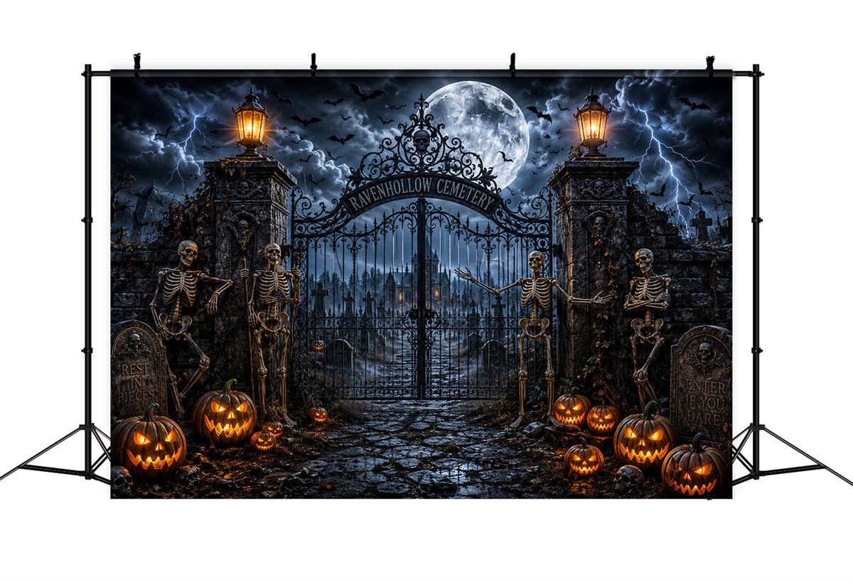 Décor De Cimetière D'Halloween Extérieur Avec Squelette Orageux Et Porte De Cimetière Décor LXX67-116