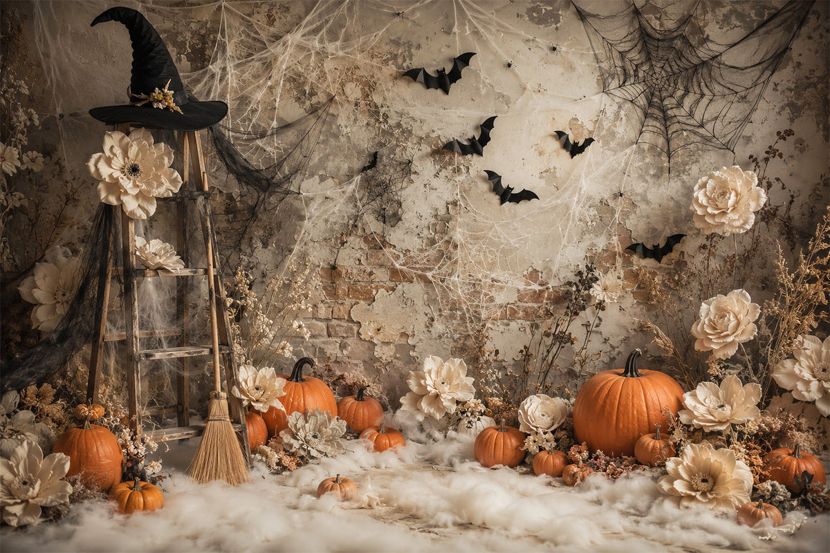 Idées De Décors Photo D'Halloween Citrouil les Style Bohème Sorcière Fleurs Citrouilles LXX67-119