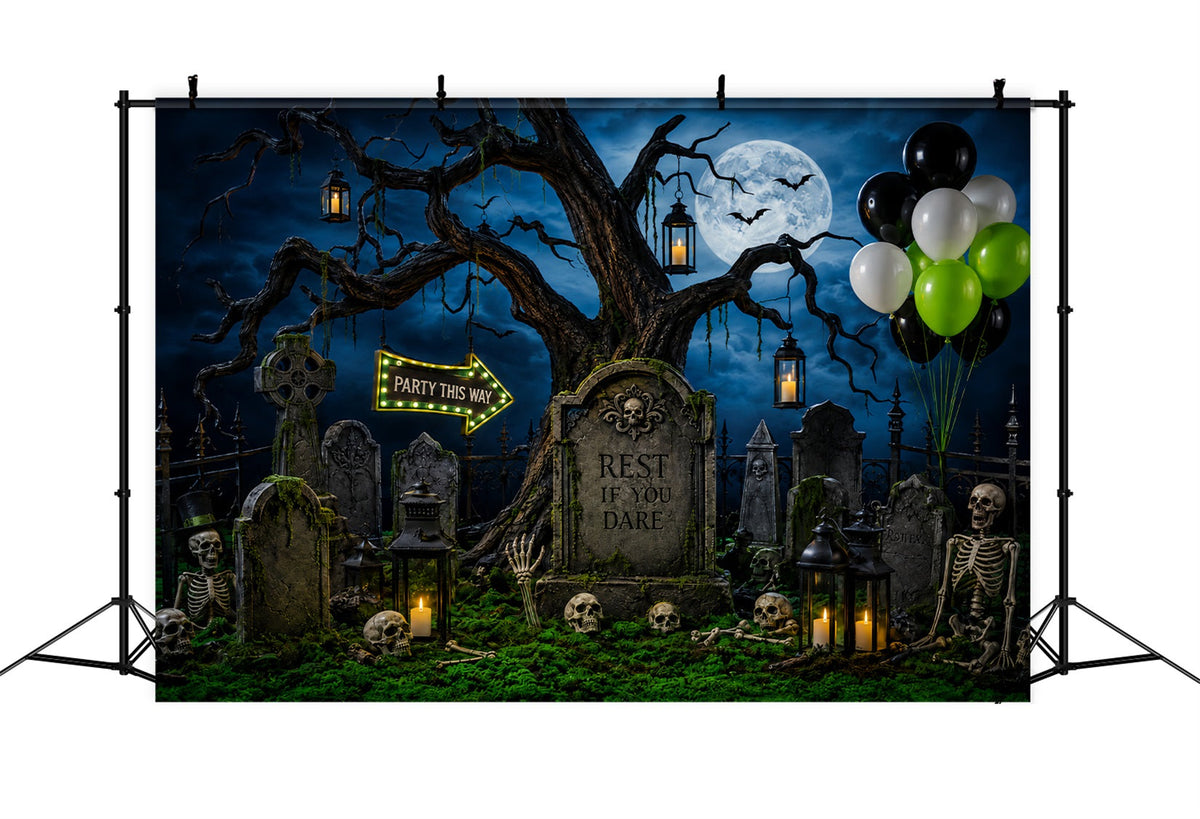 Décor De Cimetière Personnalisé Pour Halloween Cimetière Clair De LuneFête De Squelettes Décor LXX67-124