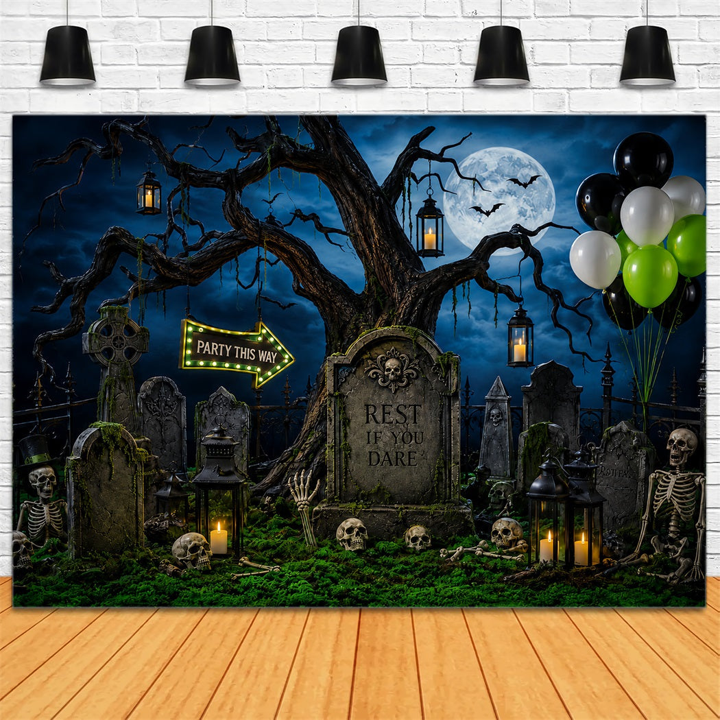 Décor De Cimetière Personnalisé Pour Halloween Cimetière Clair De LuneFête De Squelettes Décor LXX67-124