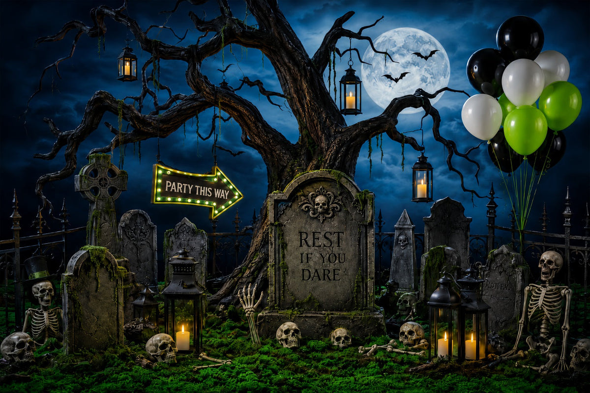 Décor De Cimetière Personnalisé Pour Halloween Cimetière Clair De LuneFête De Squelettes Décor LXX67-124