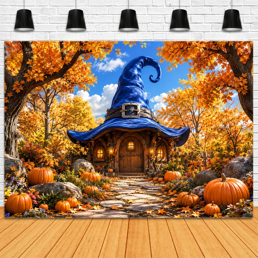 Décors En Carton Pour Halloween Motif Chapeau De Sorcière Automnal Et ChaletDécor Photographique LXX67-129