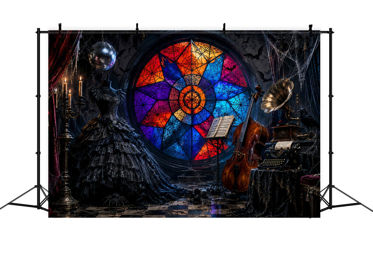 Idées De Décors Effrayants Pour Halloween Décor Gothique En Vitrail Et Musique Pour Séance Photo D'Halloween LXX67-137