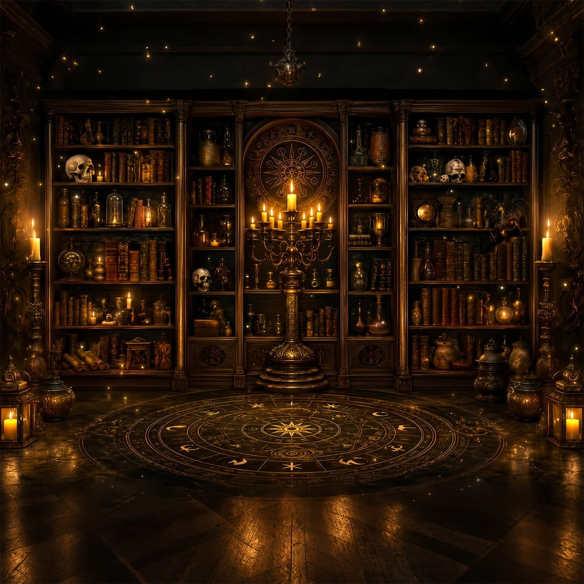 Idées De Décors D'Halloween À Faire Soi-Même Bibliothèque Occulte Avec Bougies Décors LXX67-140