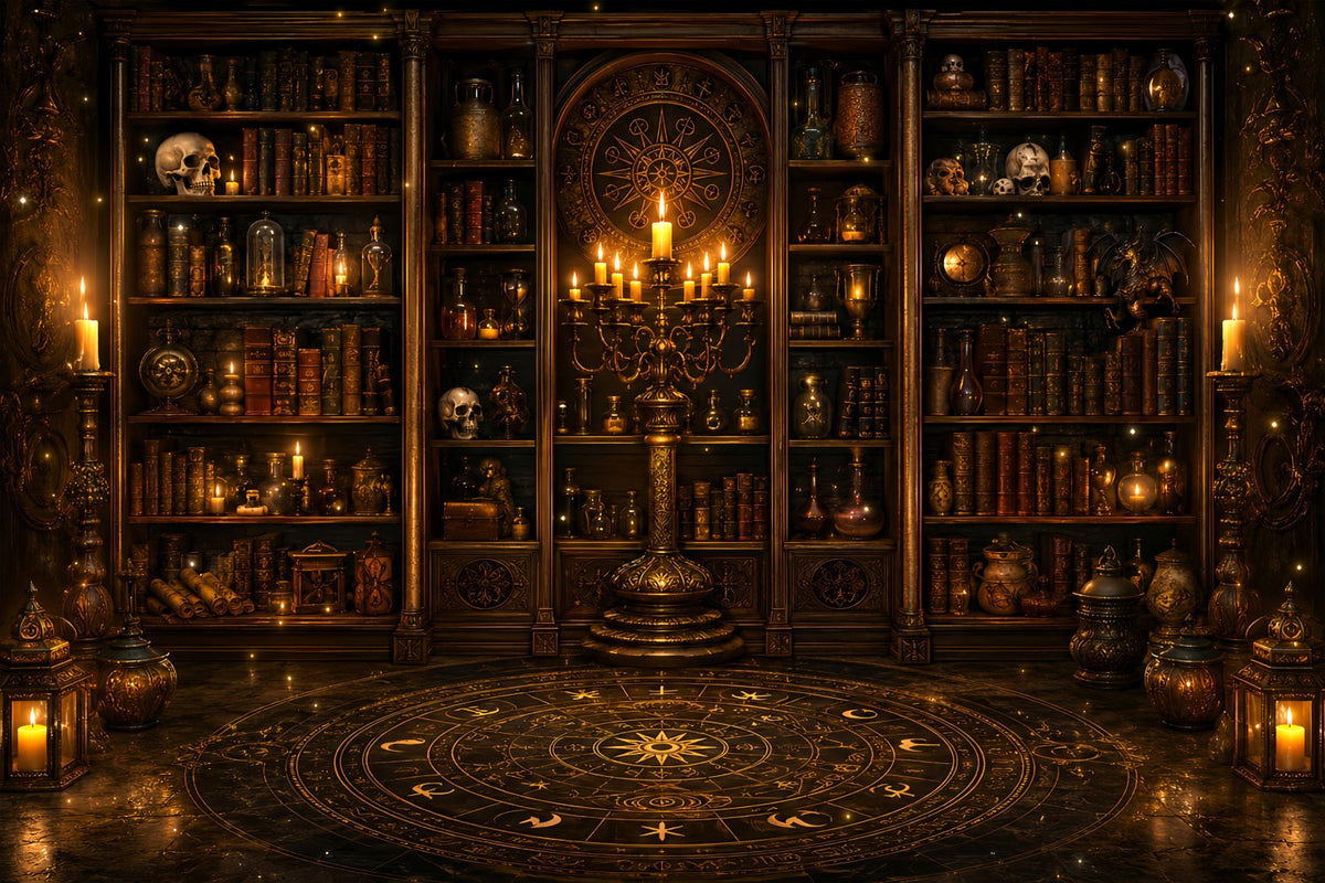 Idées De Décors D'Halloween À Faire Soi-Même Bibliothèque Occulte Avec Bougies Décors LXX67-140
