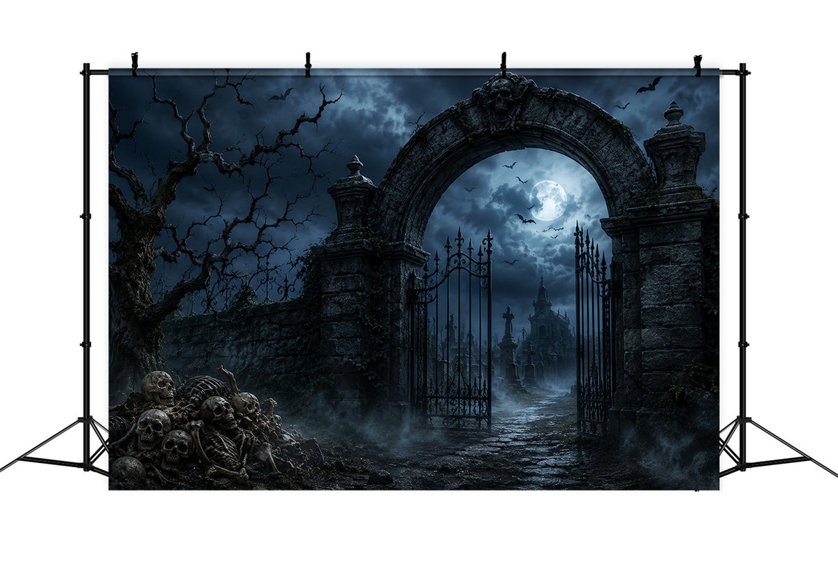 Décor De Fond Extérieur Pour Halloween Squelette Cimetière Portail En PieRRe Décor LXX67-168