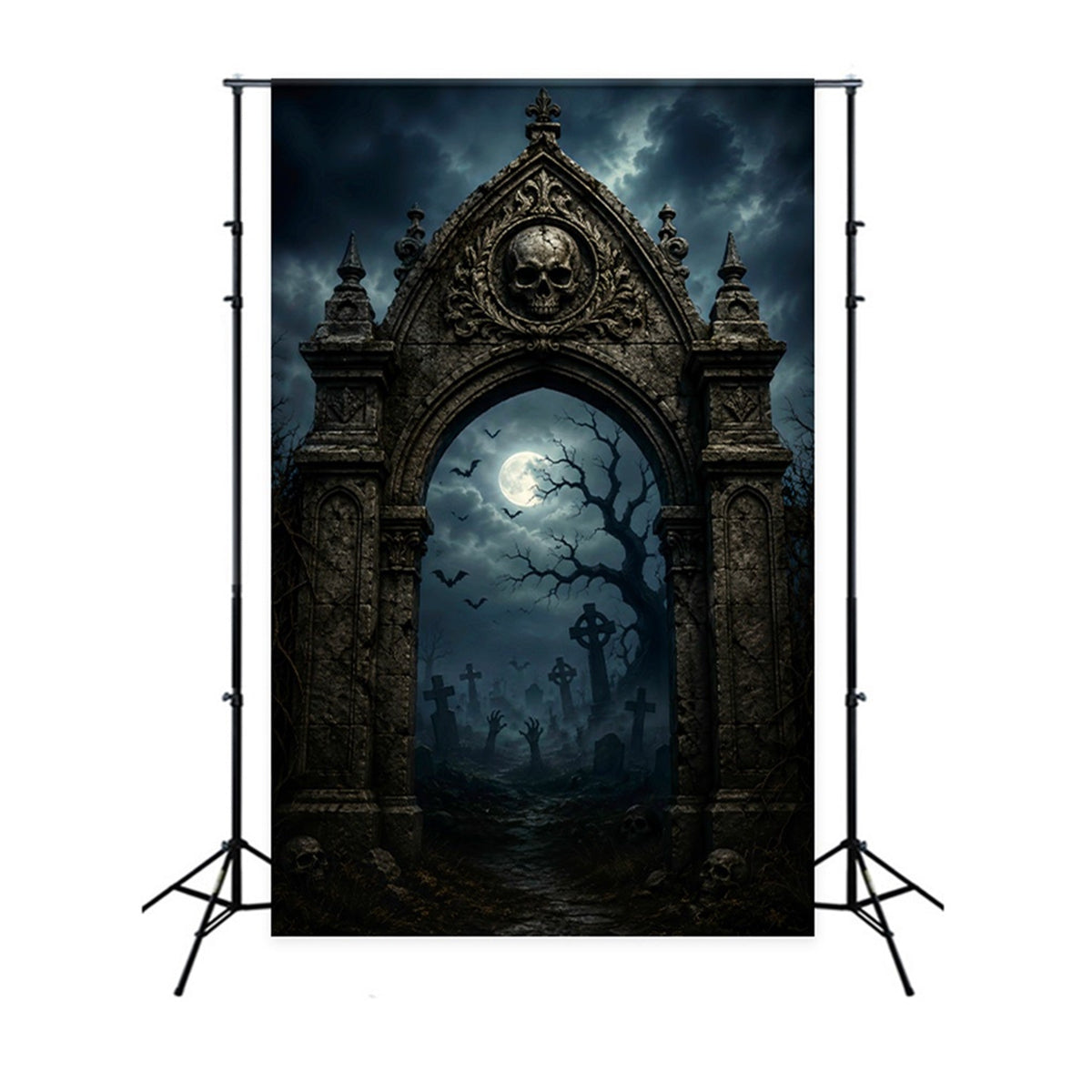 Décor De Cimetière Gothique Avec Crâne Et Arche Pour Photos D'Halloween En Extérieur LXX67-170