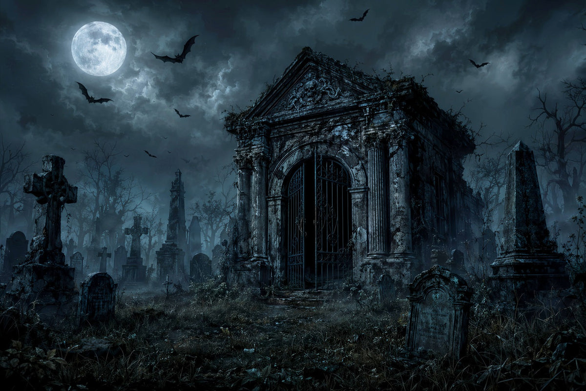 Décor De Cimetière Gothique Mausolée Clair De Lune Personnalisé Pour Halloween LXX67-173