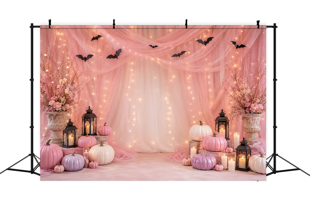 Décor De Fond Pour Photomaton D'Halloween Avec Citrouilles Roses Décoration Murale Pour Fête D'Halloween LXX67-179