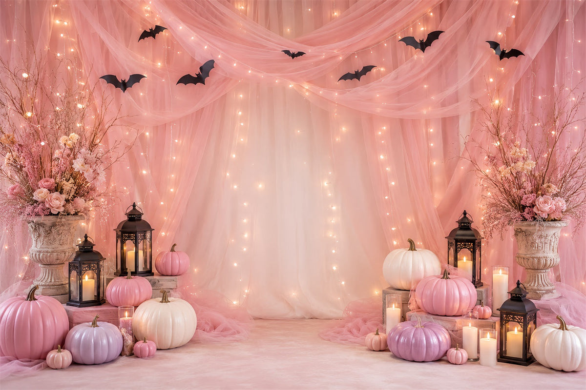 Décor De Fond Pour Photomaton D'Halloween Avec Citrouilles Roses Décoration Murale Pour Fête D'Halloween LXX67-179