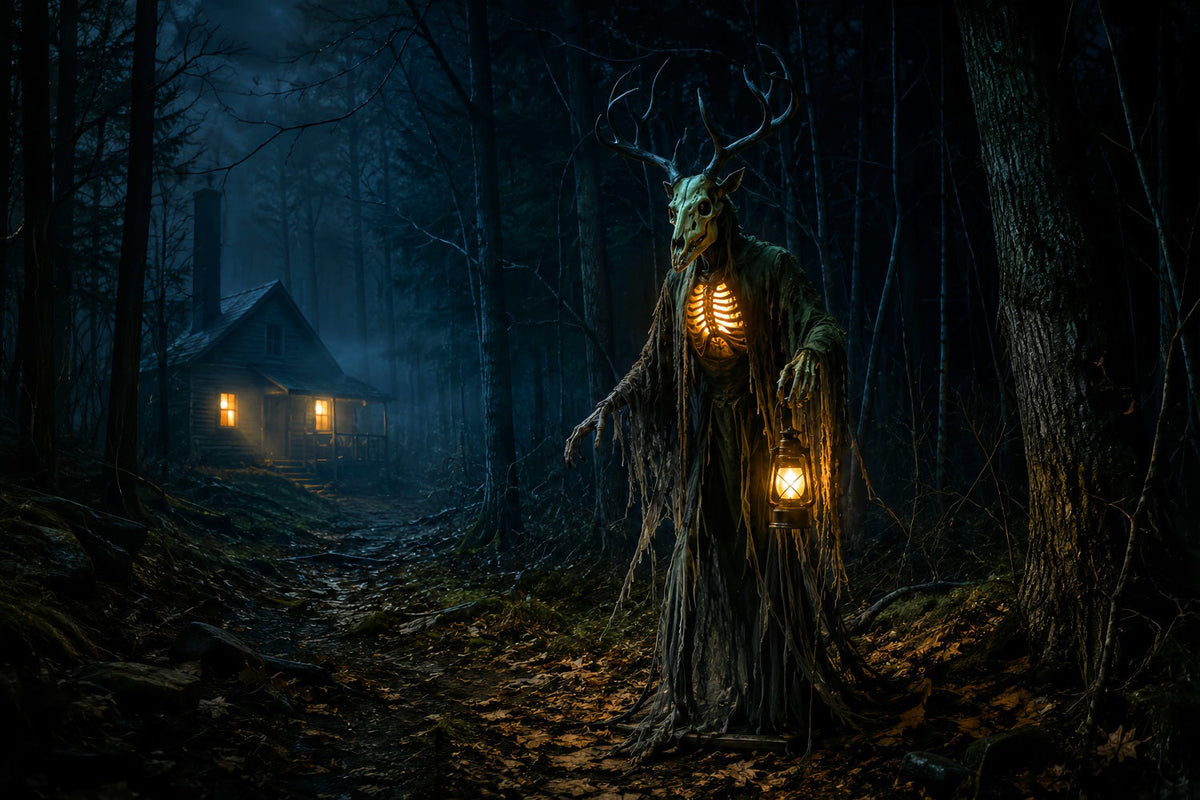 Décor De Cabane Fantôme En Forêt Avec Bois De Cerf Extérieur Halloween LXX67-180