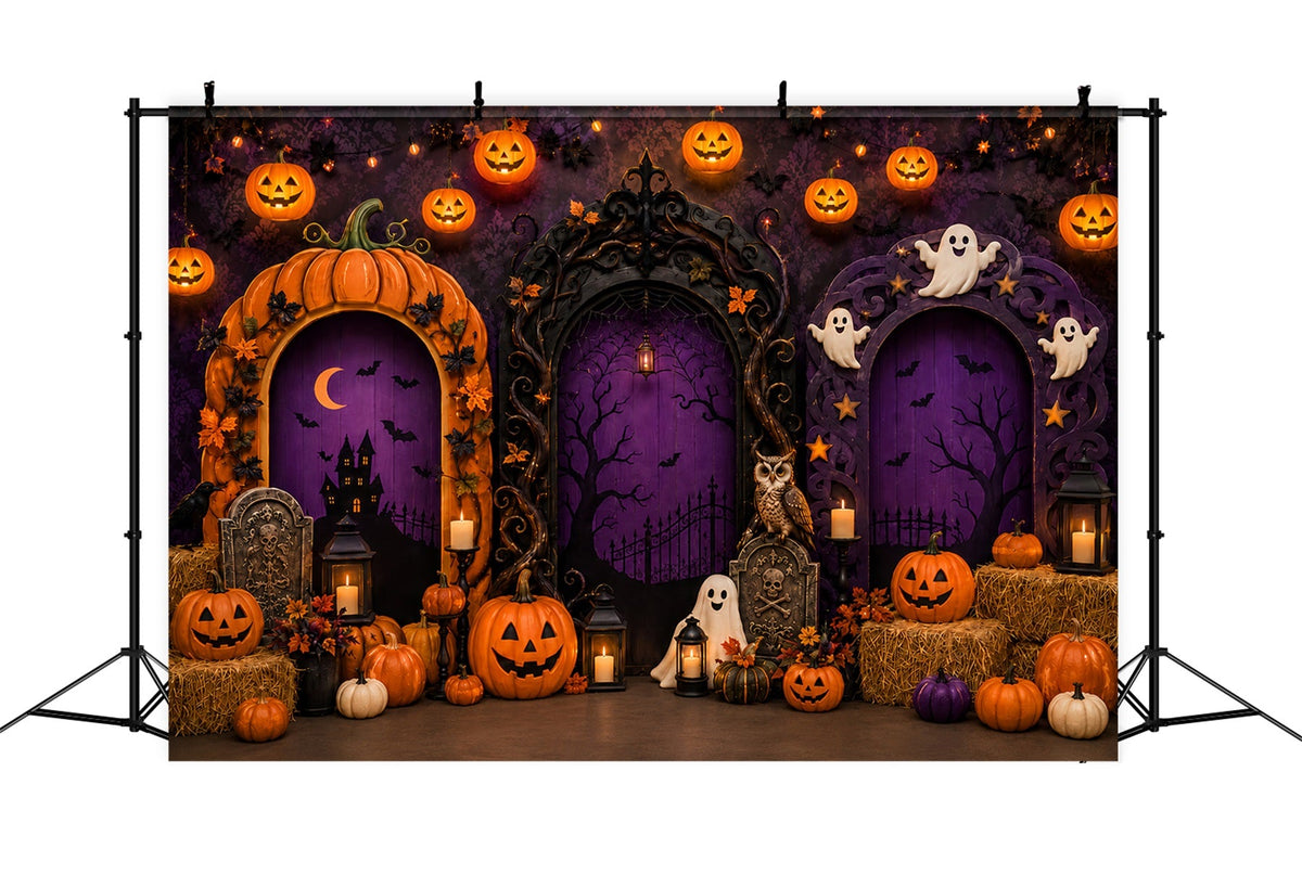 Arches Gothiques Avec Citrouilles Et Fantômes Grandes Arches Décoratives Pour Halloween LXX67-192