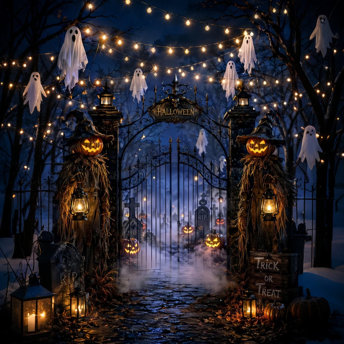Idées De Décors Pour Une Fête D'Halloween Lanterne Fantomatique Entrée De Cimetière Décors LXX67-197
