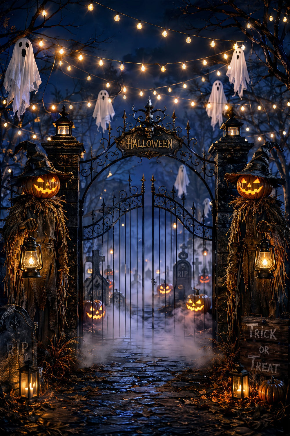 Idées De Décors Pour Une Fête D'Halloween Lanterne Fantomatique Entrée De Cimetière Décors LXX67-197