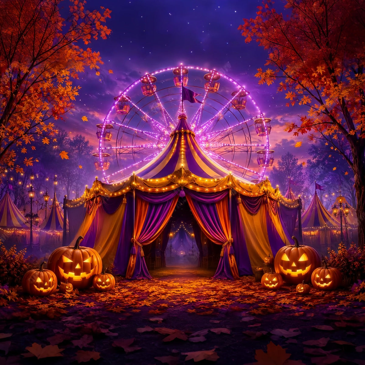 Décors D'Halloween Pour Photos Carnaval Violet itrouille Festival Cirque D'Halloween LXX67-198