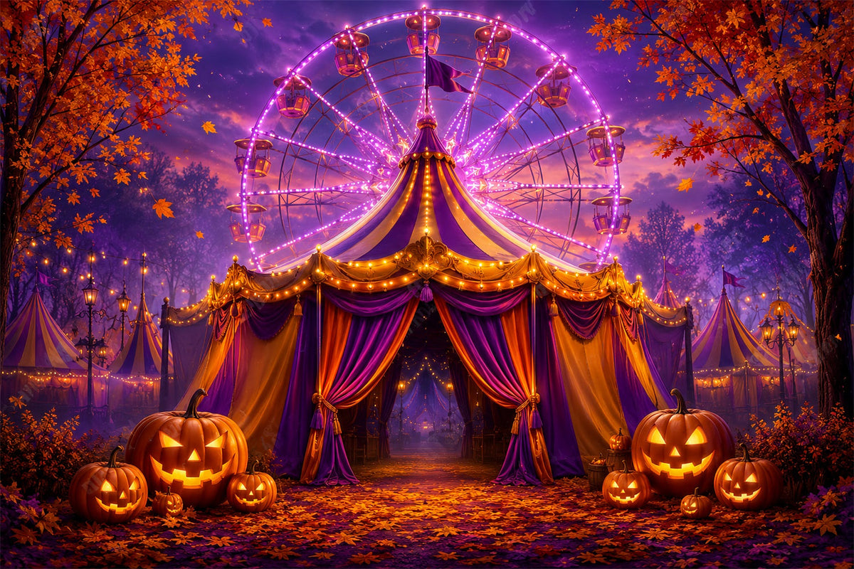 Décors D'Halloween Pour Photos Carnaval Violet itrouille Festival Cirque D'Halloween LXX67-198