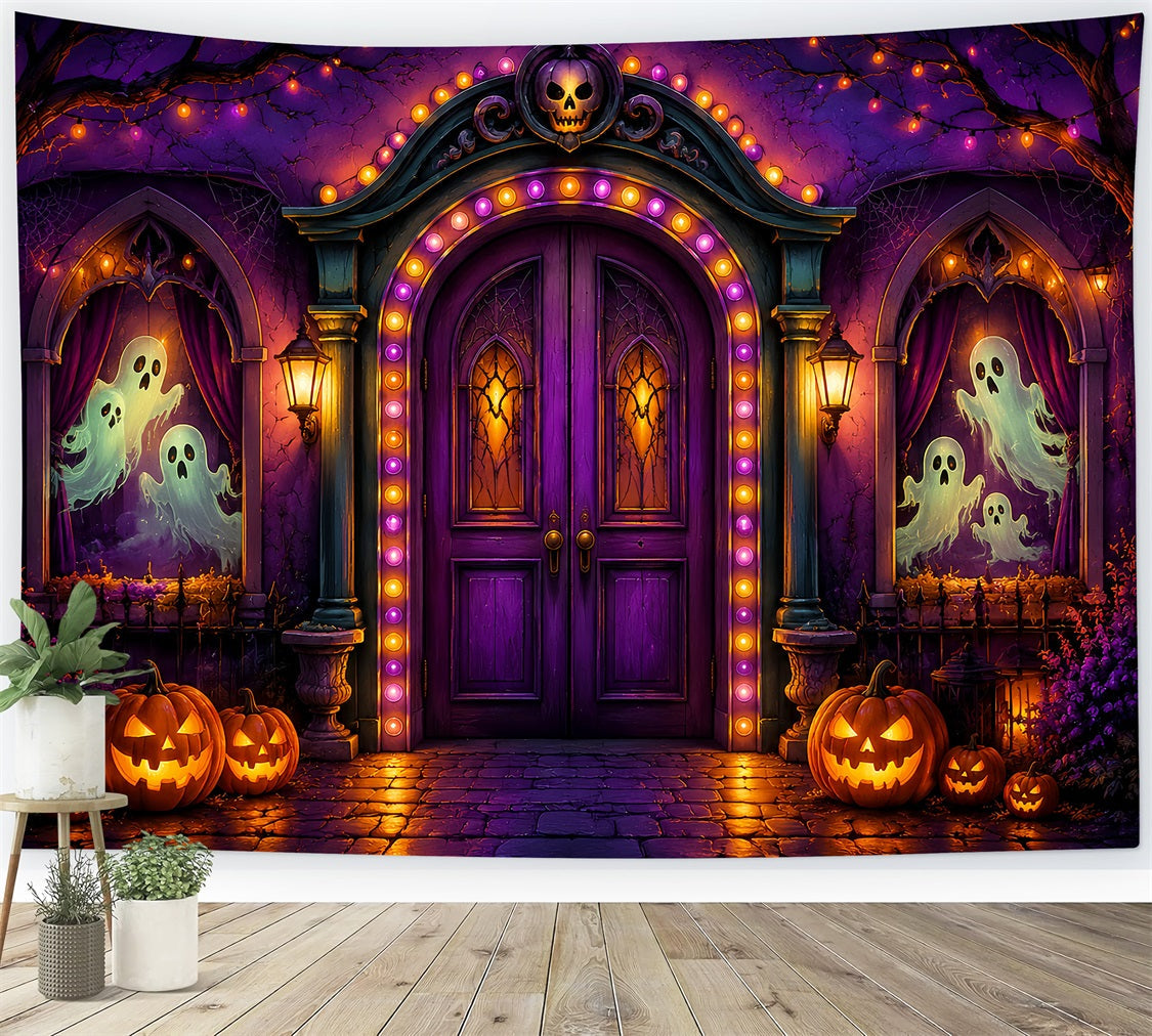 Décors En Carton Pour Halloween Arche Fantôme Violette Décor De Photographie D'Halloween LXX67-20