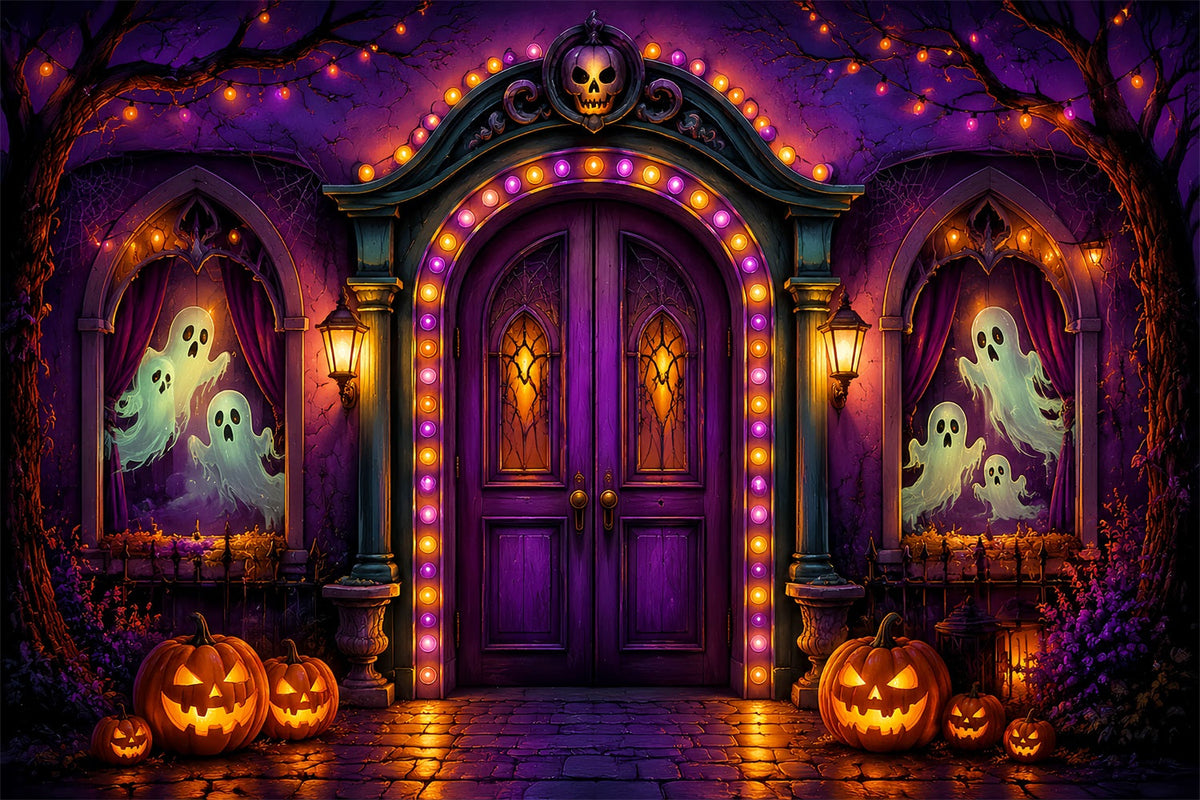 Décors En Carton Pour Halloween Arche Fantôme Violette Décor De Photographie D'Halloween LXX67-20