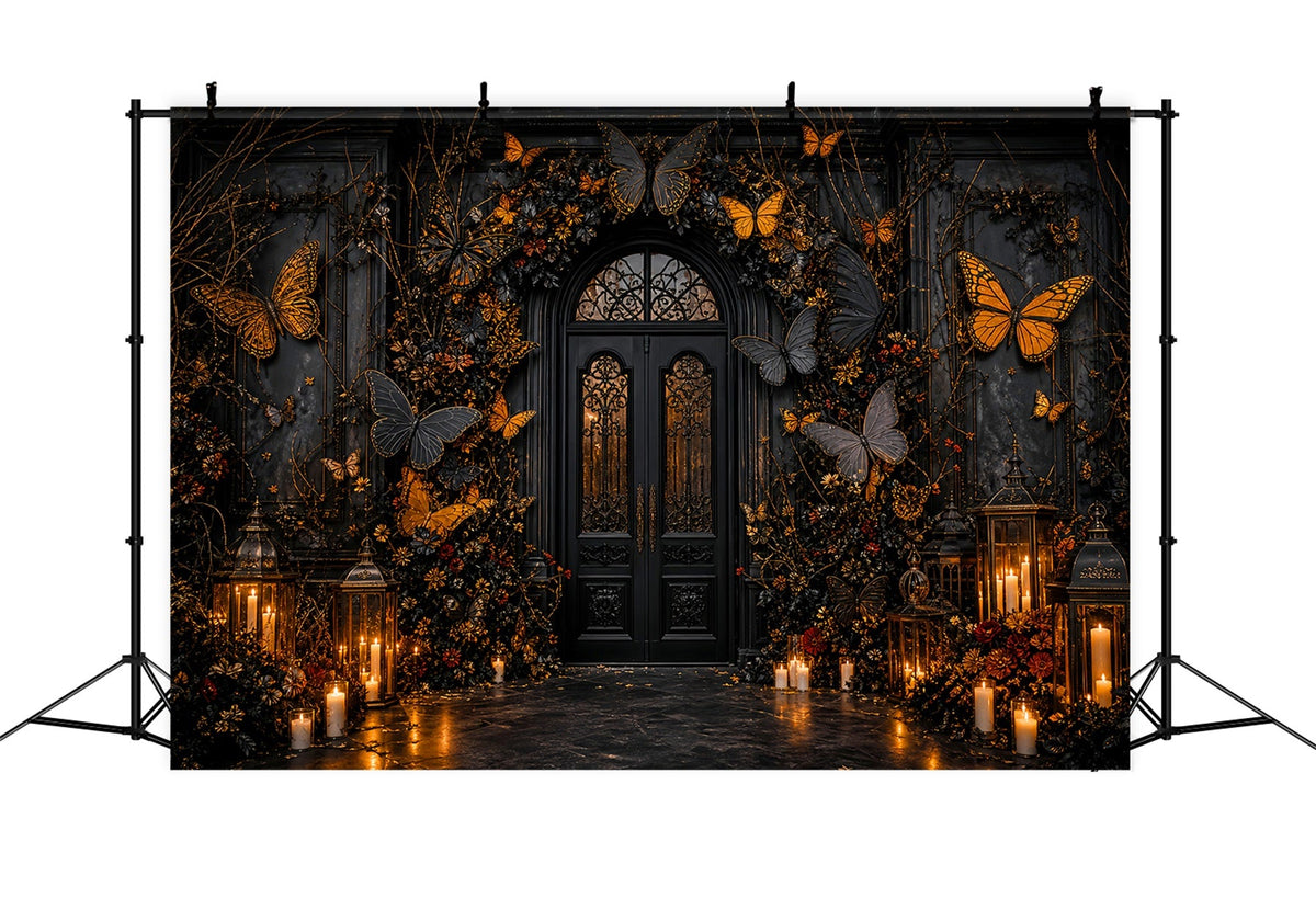 Idées De Décors Photo Pour Une Fête D'Halloween Entrée Avec Papillons Noirs Et Dorés Décor LXX67-204