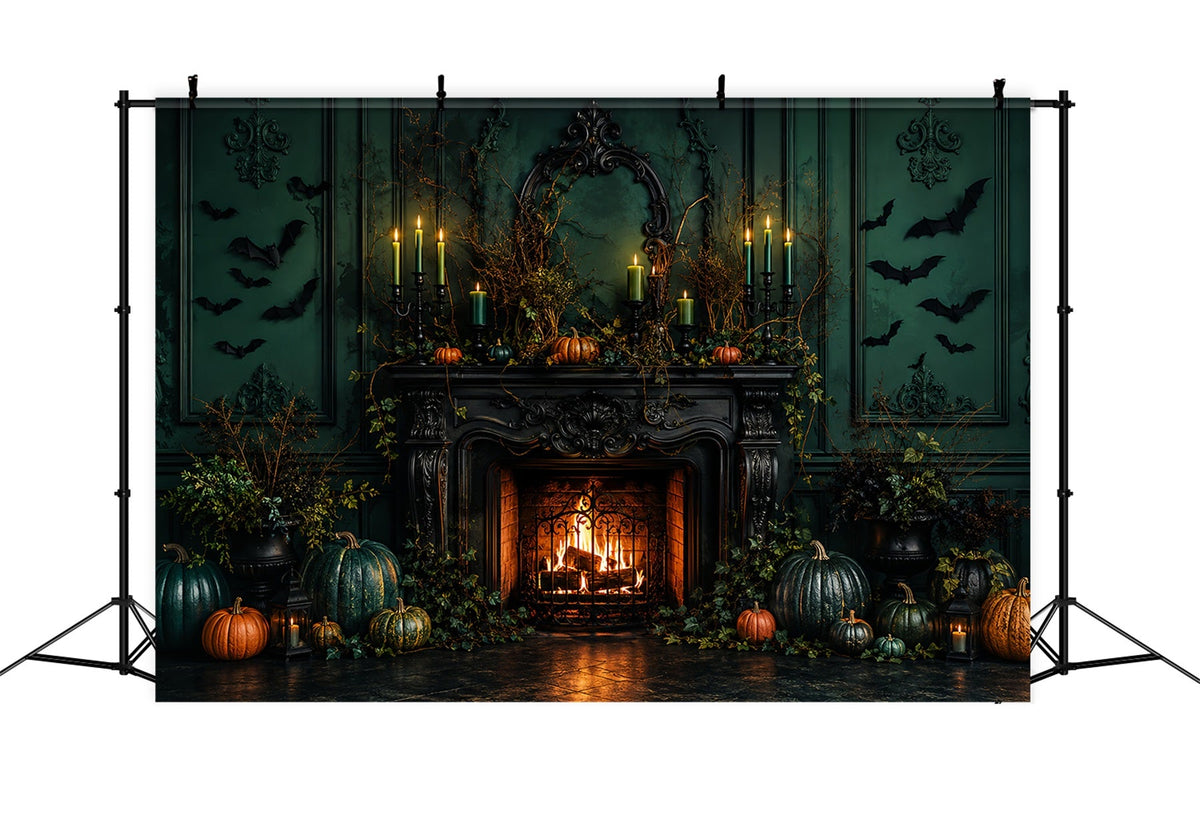 Décors Photo Effrayants Pour Halloween Cheminée Citrouille Émeraude Décor Joyeux Halloween LXX67-206