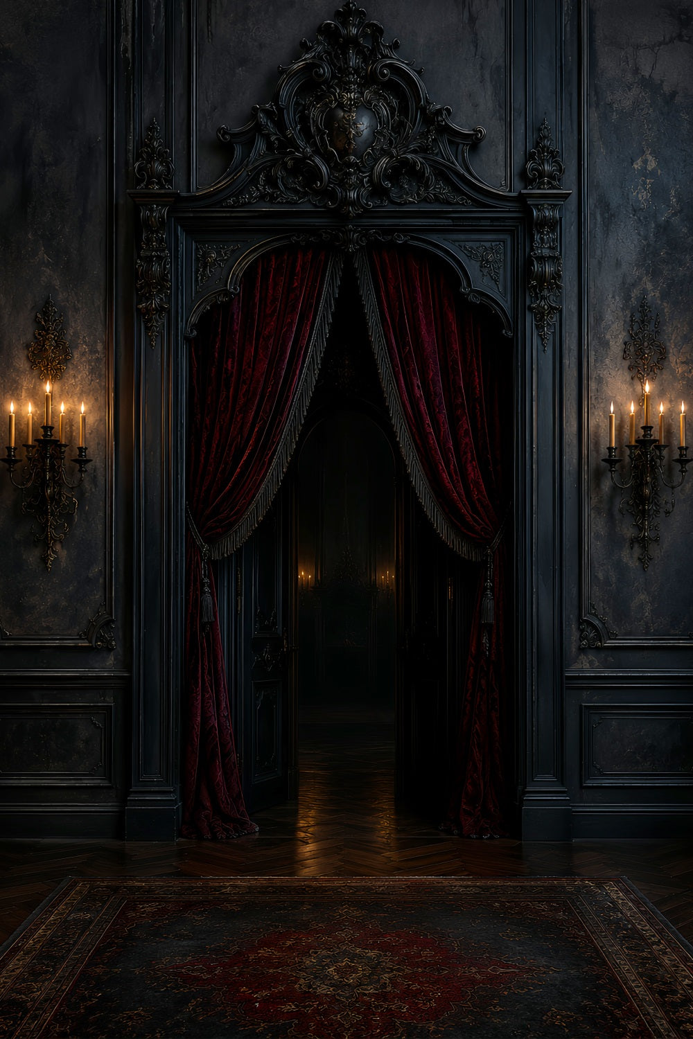 Décor De Porte Gothique Cramoisi Simple Pour Halloween Très Grand Décor LXX67-207