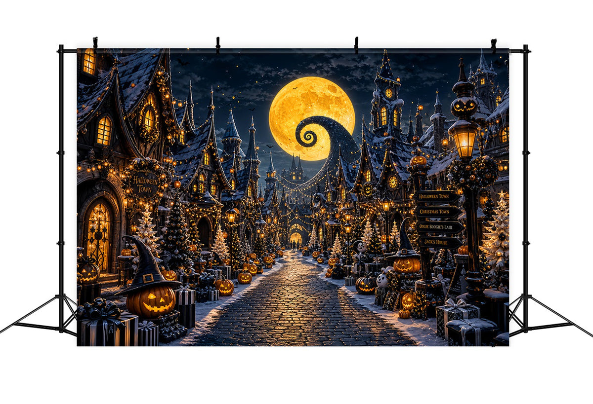 Décor De Village D'Halloween Lune En Spirale Citrouille Décor De Photomaton D'Halloween LXX67-220