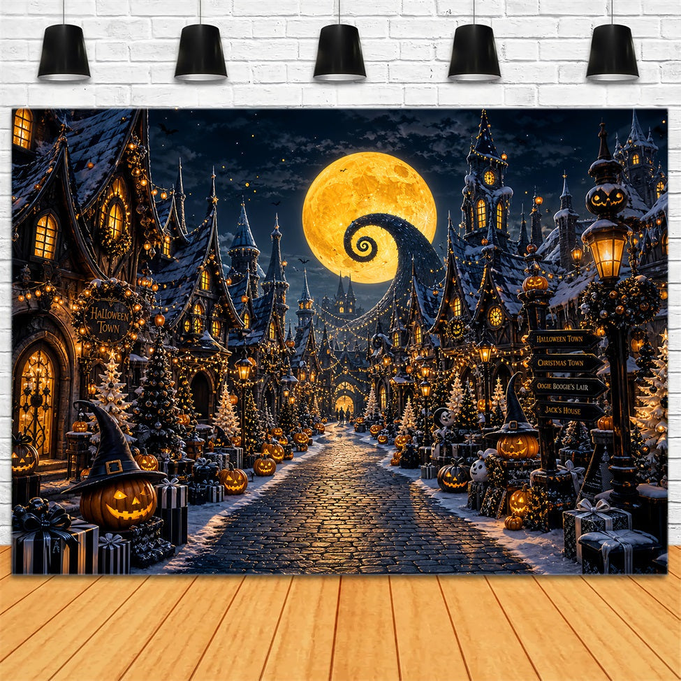Décor De Village D'Halloween Lune En Spirale Citrouille Décor De Photomaton D'Halloween LXX67-220
