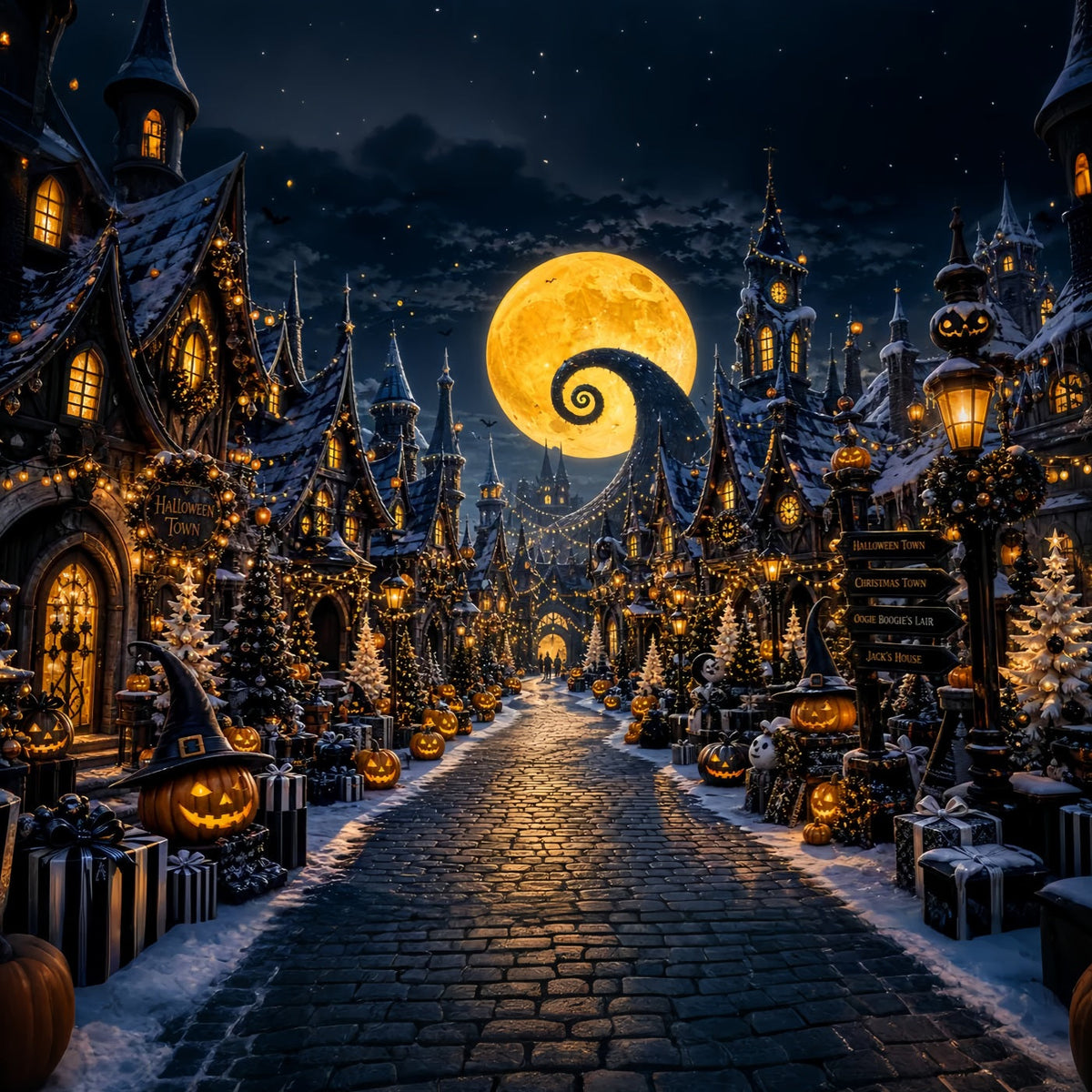Décor De Village D'Halloween Lune En Spirale Citrouille Décor De Photomaton D'Halloween LXX67-220