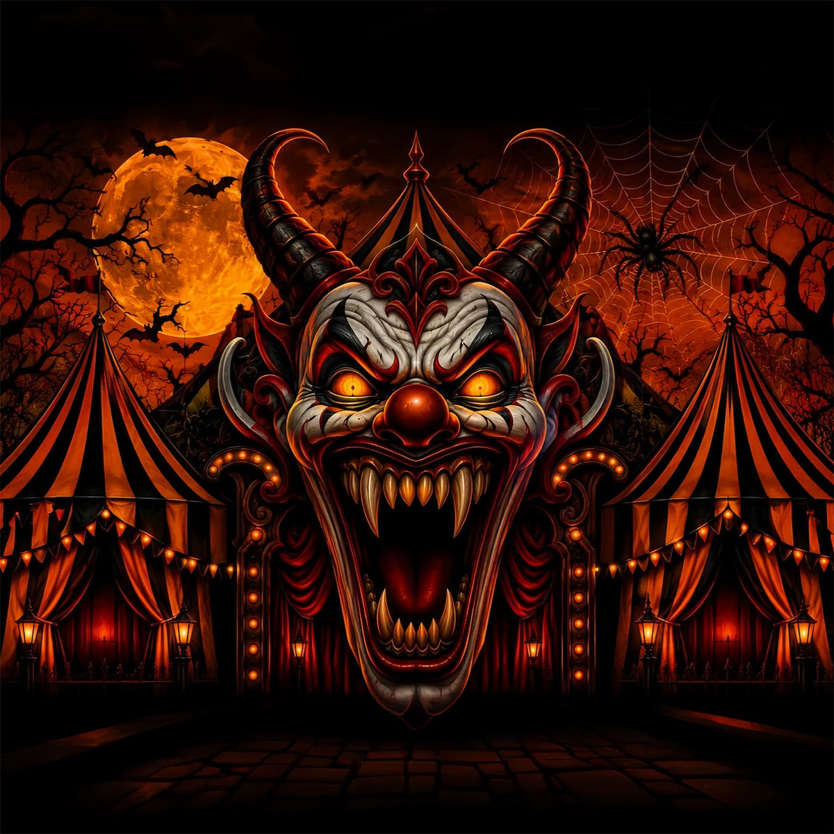 Décor De Cirque Effrayant Clown Démoniaque Porte De Carnaval Décor D'Halloween LXX67-237