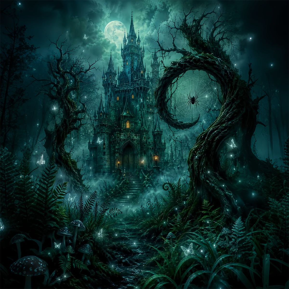 Décor De Forêt Hantée Château De L'Araignée Émeraude LXX67-240