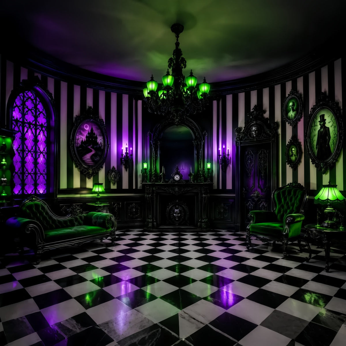 Décor De Maison Hantée Pour Halloween Violet Et VertStyle Gothique Décor Effrayant LXX67-245