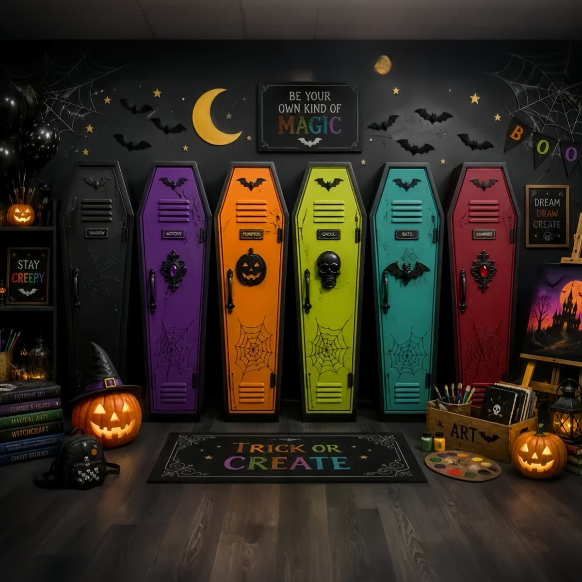 Décor De Cercueil ColoréArt Du Cercueil Décor De Photomaton Pour Salle De ClasseDécor D'Halloween LXX67-246