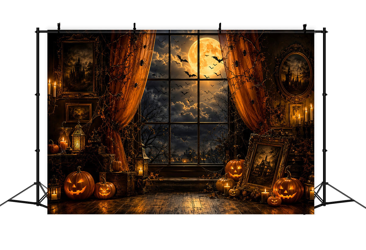 Décor De Fenêtre D'Halloween Portrait De Citrouille Au Clair De Lune Chambre Décor Mignon D'Halloween LXX67-250