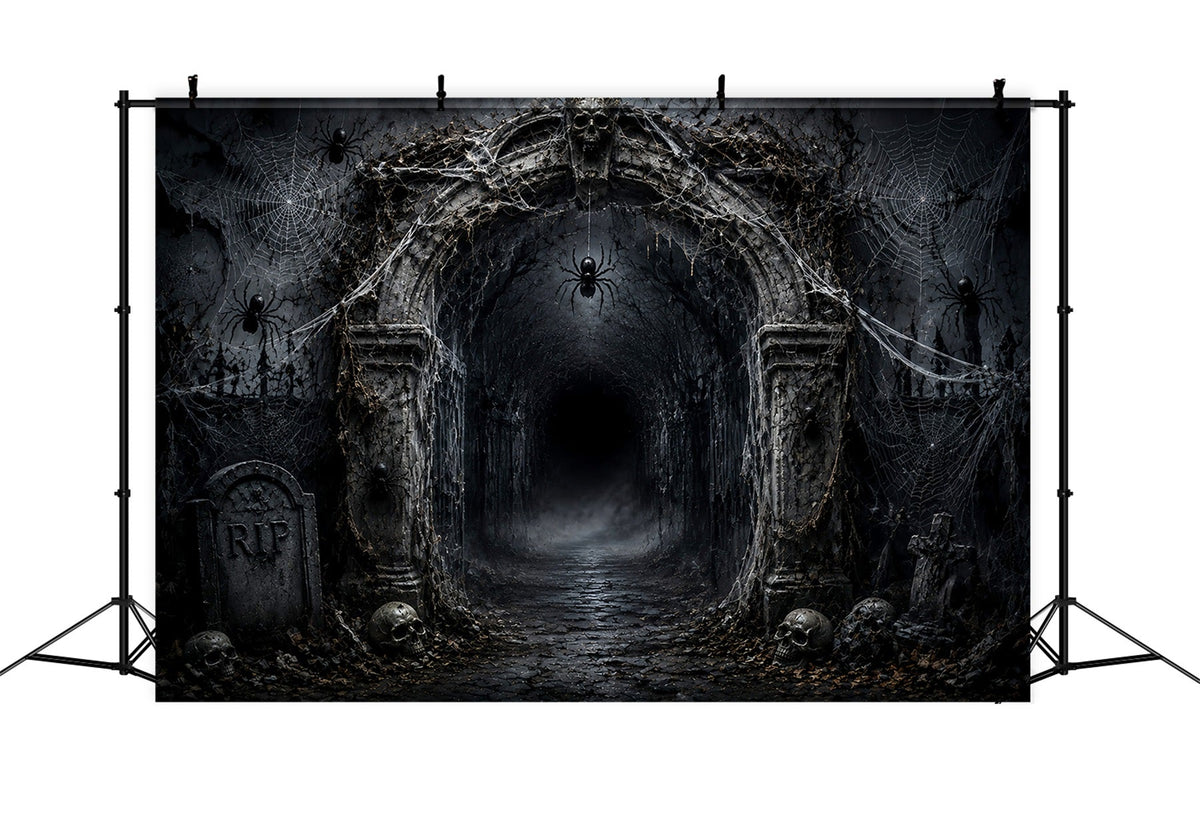 Décor De Fond Pour Halloween Ballons Toiles D'Araignée Cimetière Arche Araignées Thème Halloween LXX67-32