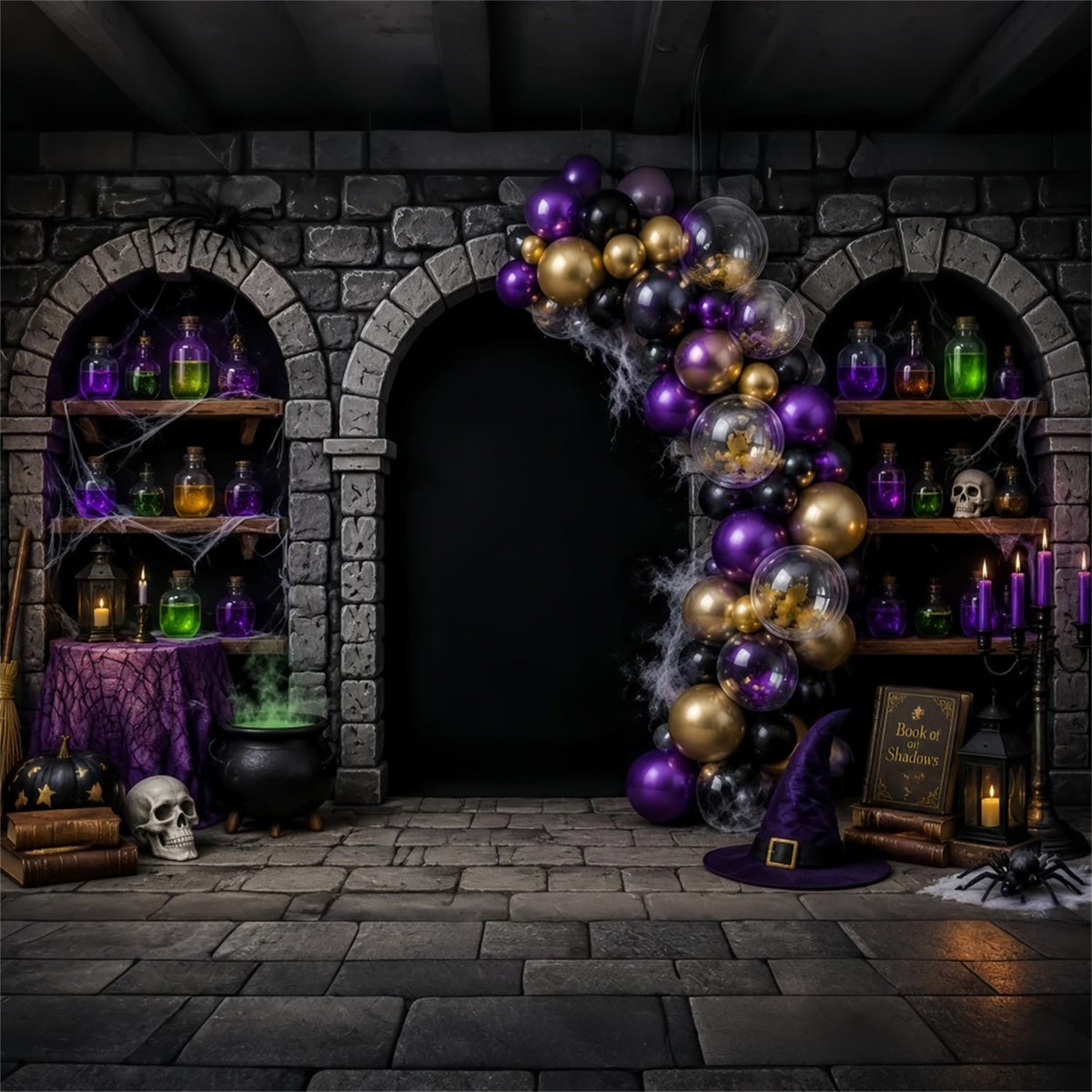Décor De Photomaton D'Halloween À Faire Soi-Même Arche De Ballons Avec Potion De Sorcière LXX67-45