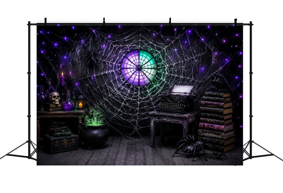 Idées De Décors D'Halloween À Faire Soi-Même Toile D'Araignée Machine À Écrire Grimoire Étude Décor LXX67-48