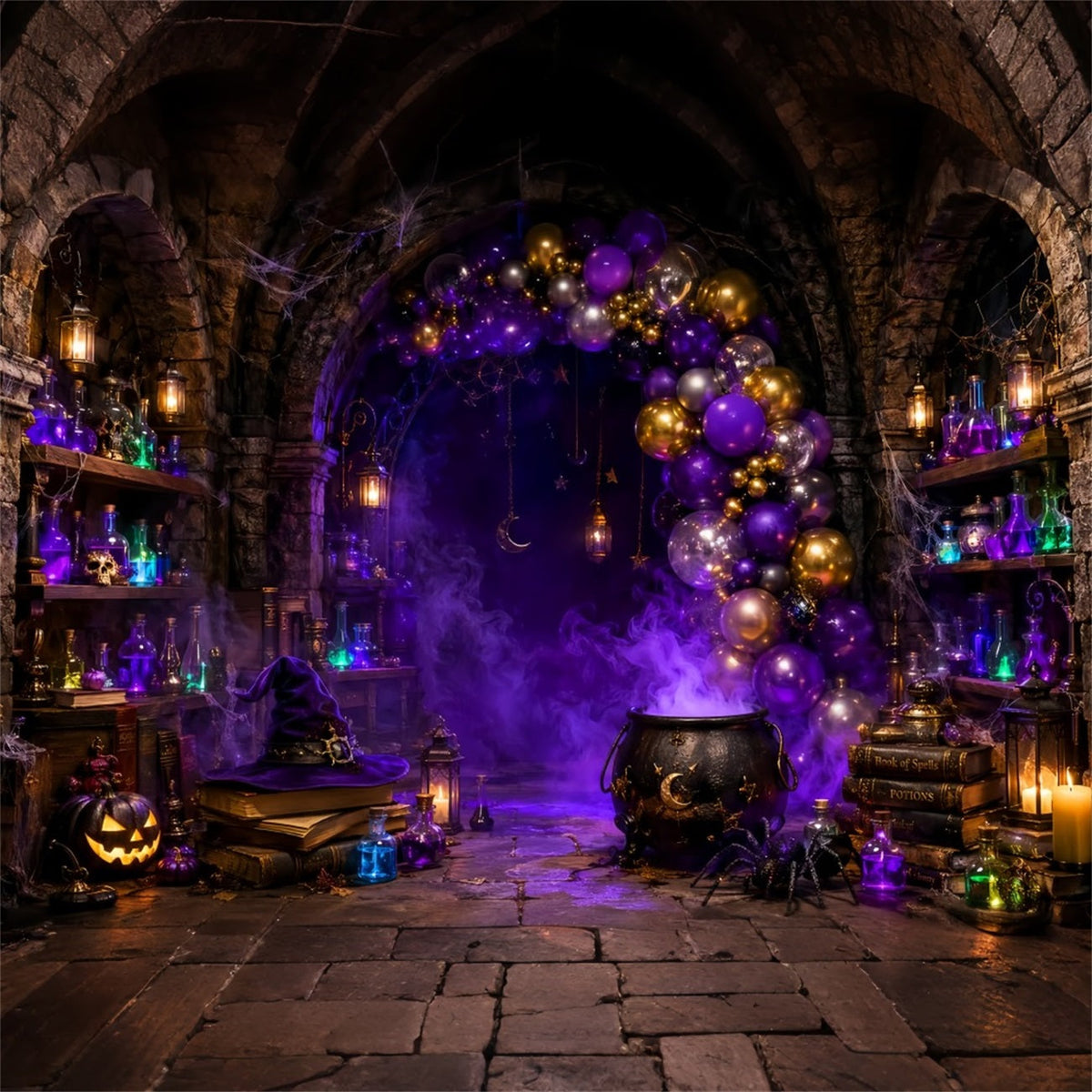 Idées De Décors D'Halloween À Faire Soi-Même Laboratoire De Potions De Sorcière Violettes Décor LXX67-49