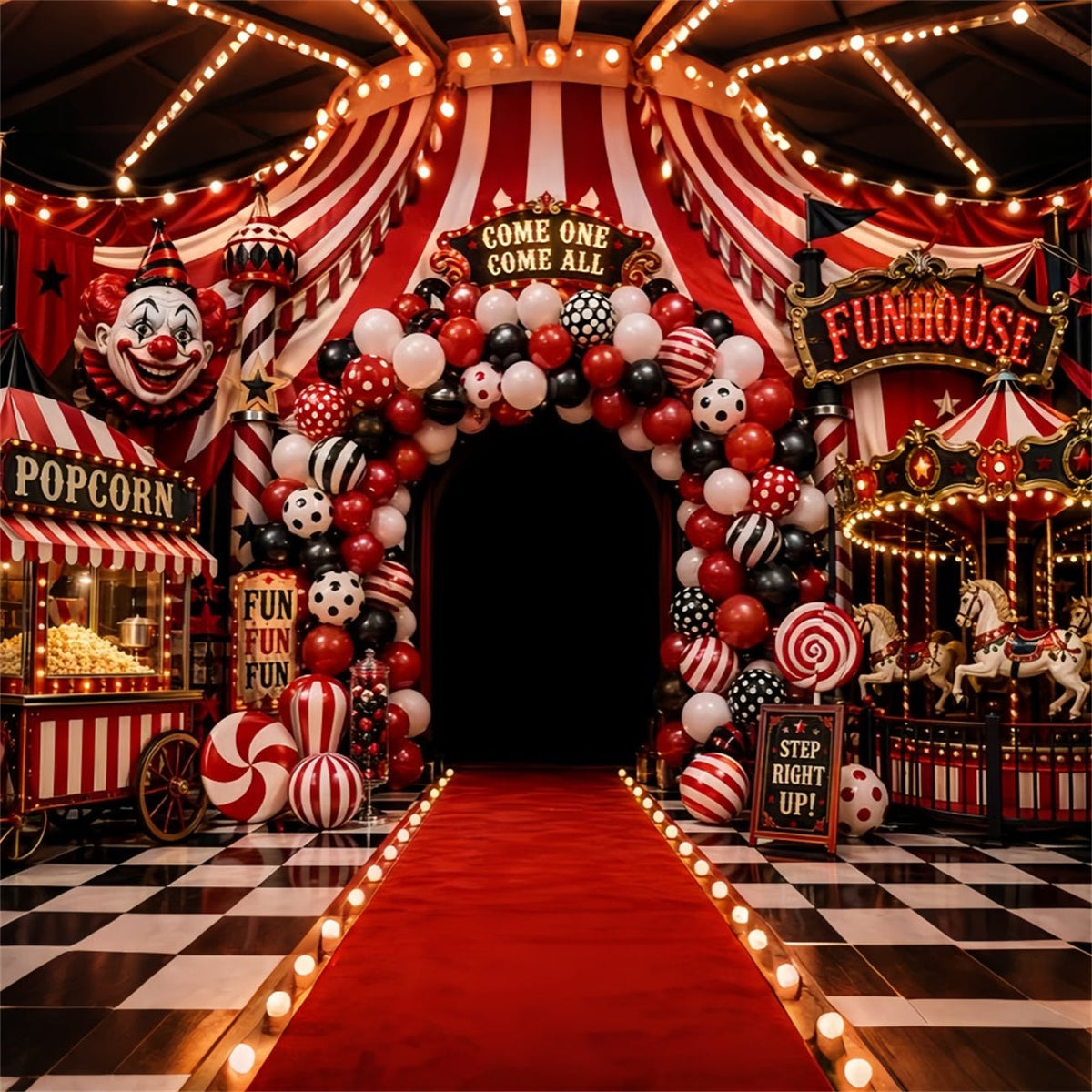 Décor De Clown D'Halloween Entrée De Maison Hantée Avec Ballons Décor En Tissu D'Halloween LXX67-55