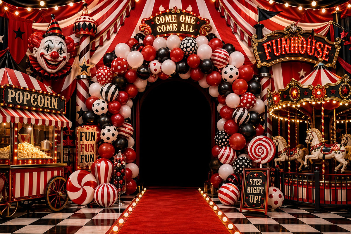 Décor De Clown D'Halloween Entrée De Maison Hantée Avec Ballons Décor En Tissu D'Halloween LXX67-55