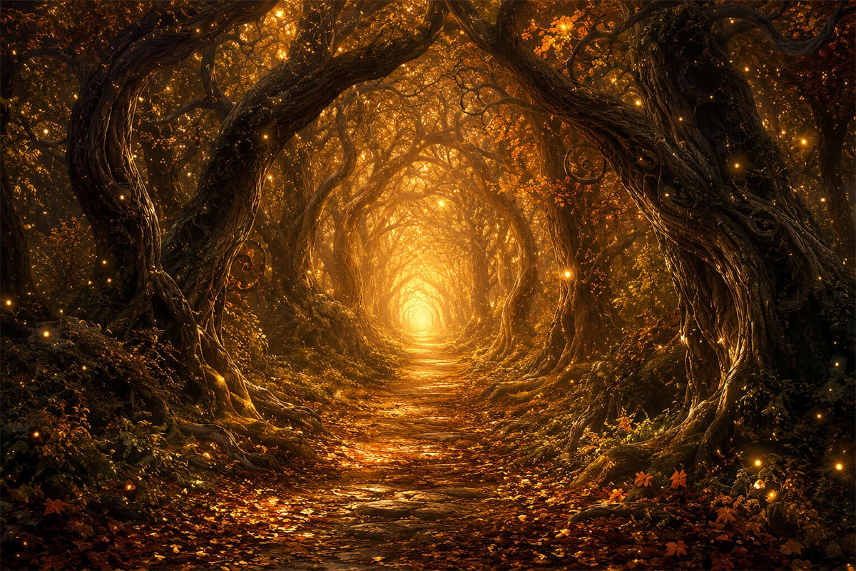 Décor Photo D'Halloween Chemin De La Forêt Dorée Enchantée Décor Photo D'Halloween À Faire Soi-Même LXX67-56