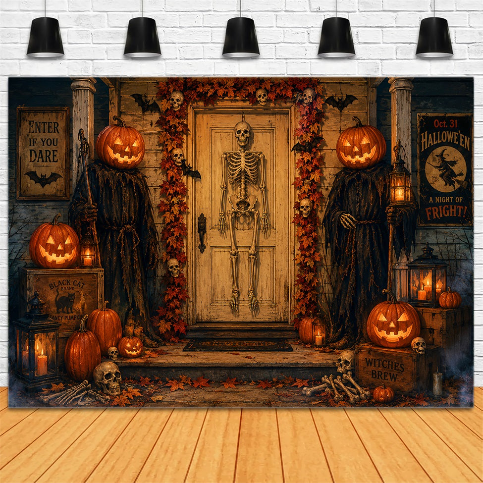 Décors D'Halloween Porte D'Entrée Avec Citrouille SqueletteIdées De Décors D'Halloween LXX67-62