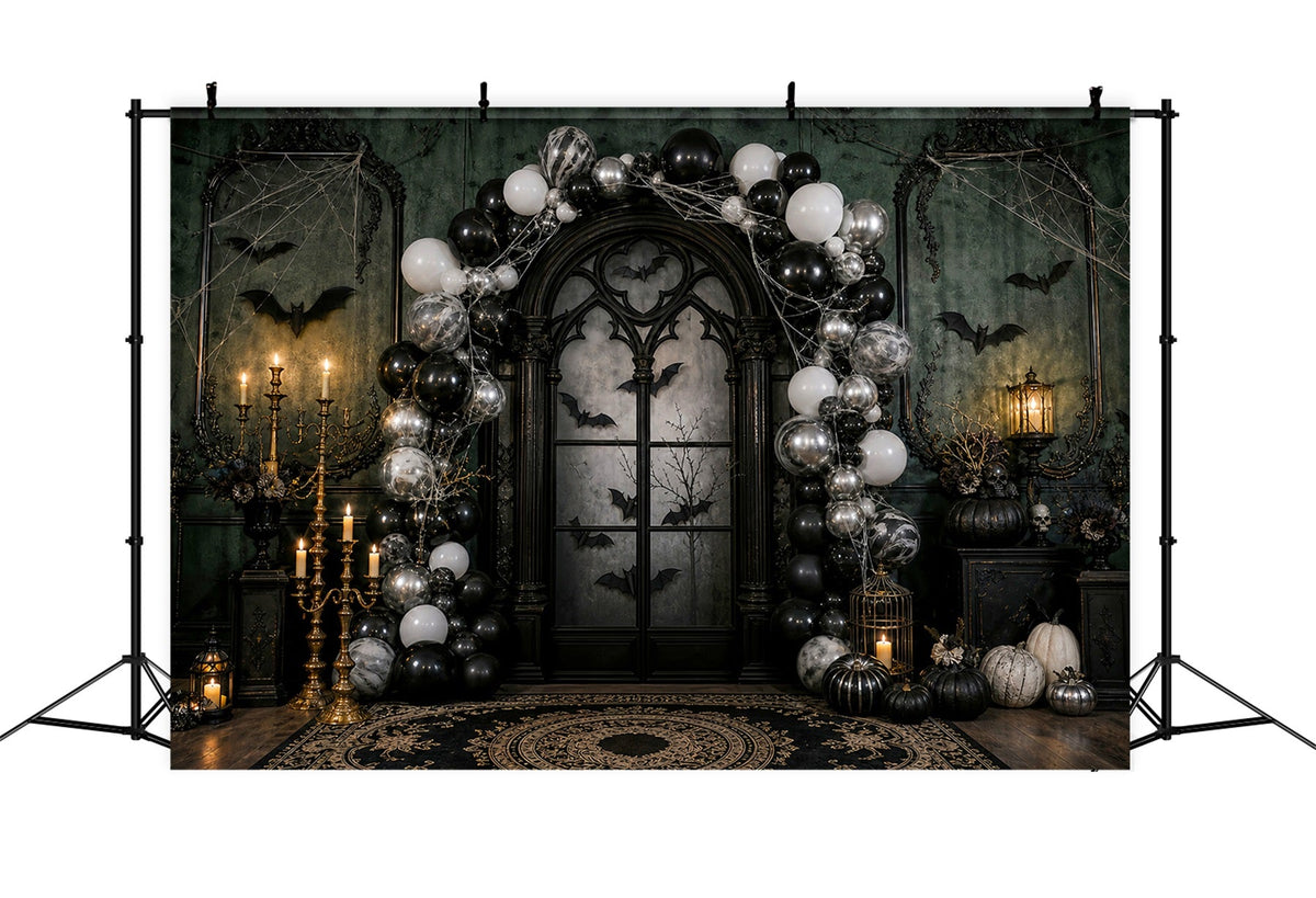 Décor De Fête D'Halloween Arche De Ballons Gothique Bougies Chauves-SourisDécor De Photomaton LXX67-7