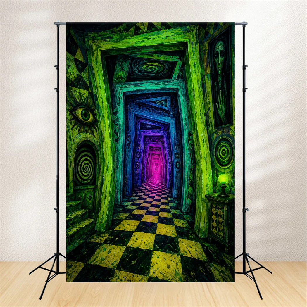 Idées De Décors Pour Photomaton Halloween Couloir En Spirale Hanté Au NéonDécor Photo Halloween LXX67-72