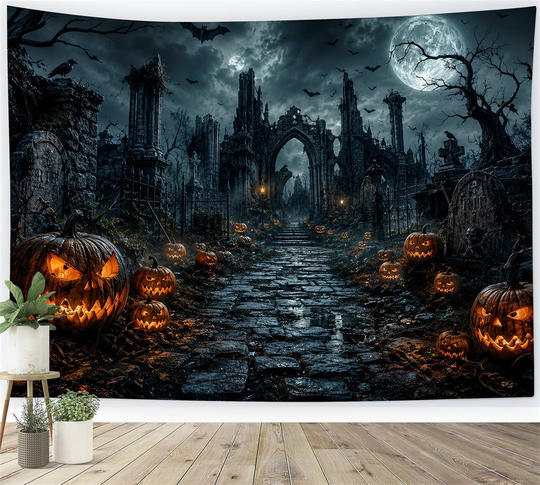 Idées De Décors Effrayants Pour Halloween Cimetière Gothique Ruines De Citrouil les Décor LXX67-85