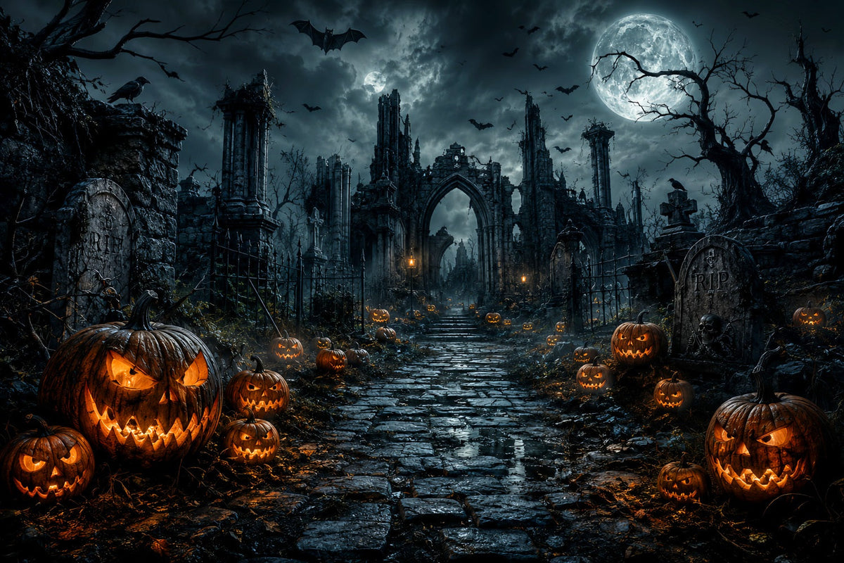Idées De Décors Effrayants Pour Halloween Cimetière Gothique Ruines De Citrouil les Décor LXX67-85